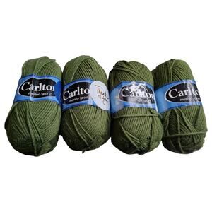 4 Skeins Carlton Merino Sport Yarn Color #8 Olive Green Acrylic/Wool Blend Lot A